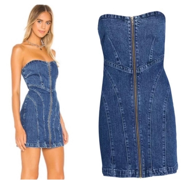 GRLFRND Dresses & Skirts - GRLFRND Isabella Strapless in Out of Sight Denim Dress